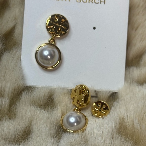 Tory Burch Gold and White Pearl Earrings - Picture 4 of 4